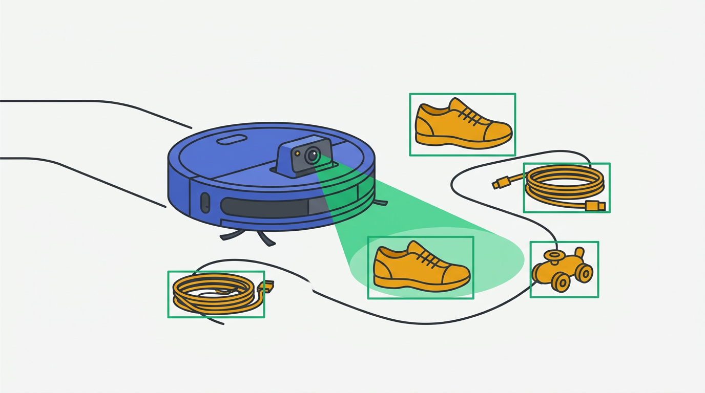 Robot aspirapolvere con rilevamento 3D di oggetti e ostacoli