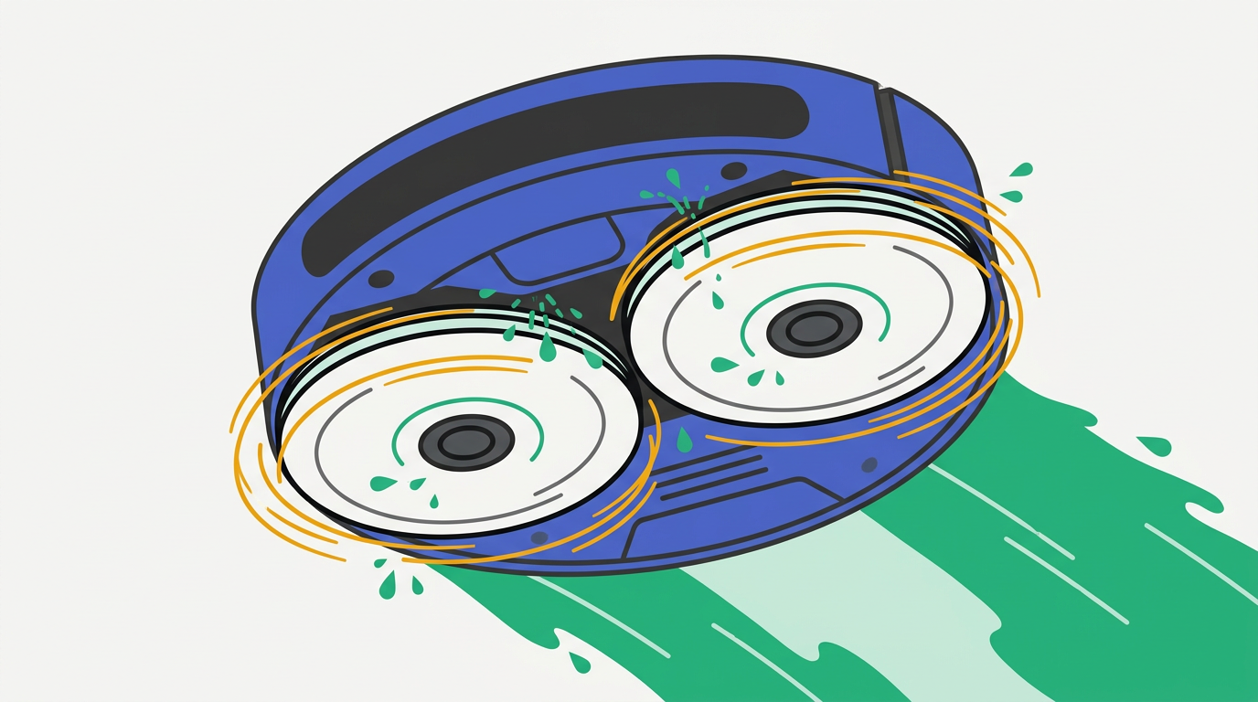 Robot aspirapolvere con panni rotanti per il lavaggio